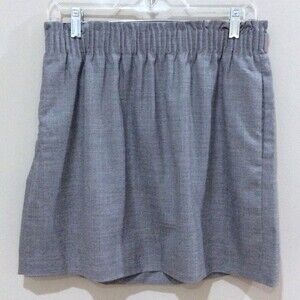 J. Crew Grey Wool Skirt Sz 8 Mini Skirt Elastic Waist Lined Neutral Classic